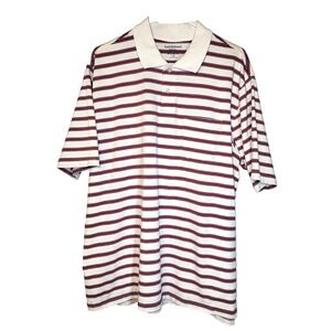 Saddlebred Comfort Flex White/Red/Blue Striped Short Sleeve Polo Pocket Size XLT
